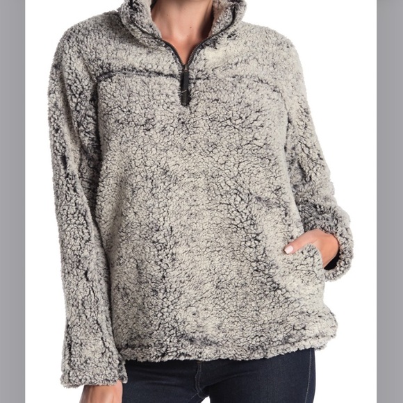 Elodie Sweaters - Faux Shearling Half Zip Sherpa Sweater